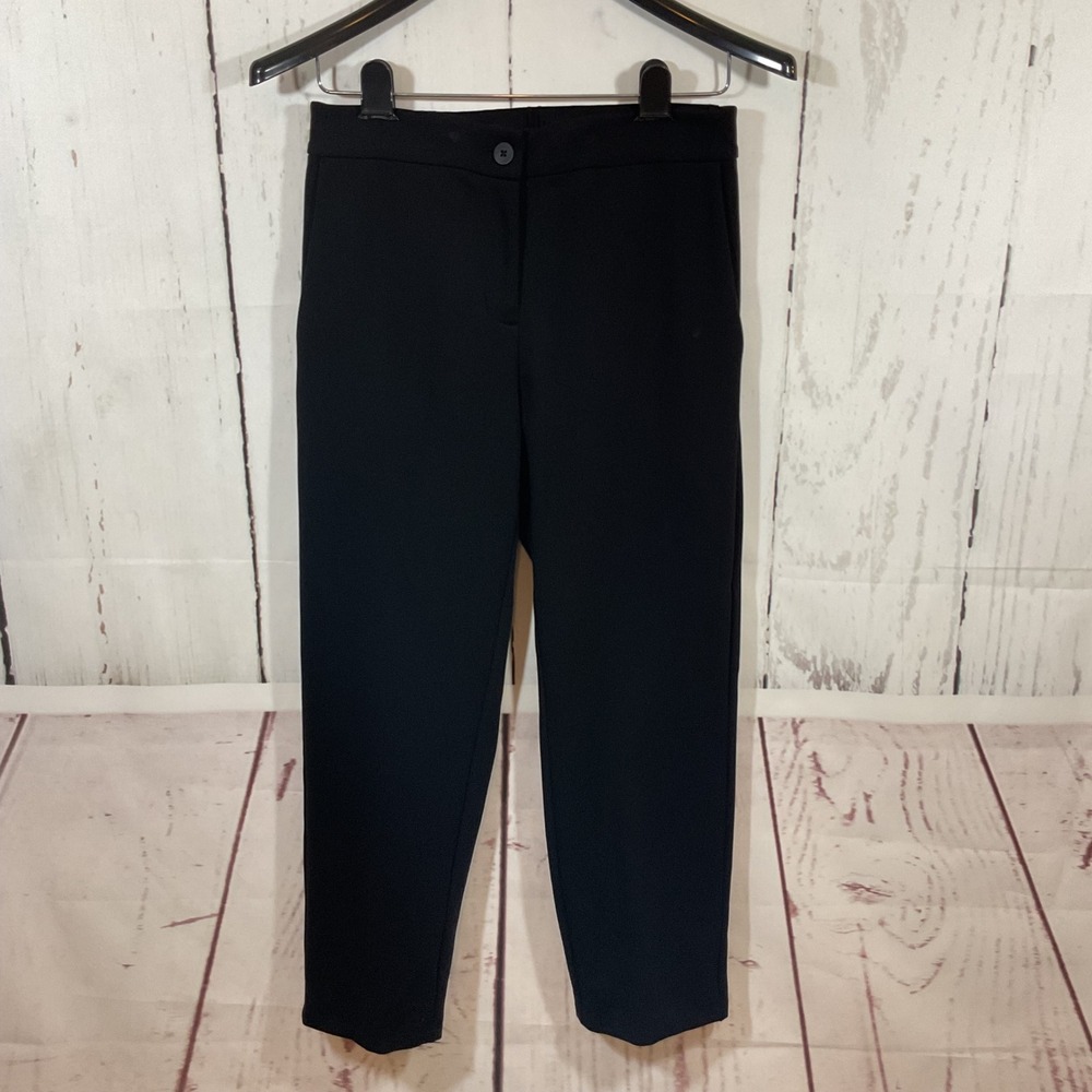 Eileen Fisher Tencel Ponte Knit‎ Pants XXS 2XS Black Stretch Crop Straight Leg